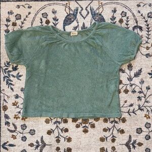 KIDS Green Short Sleeve Organic Terry Cotton Top